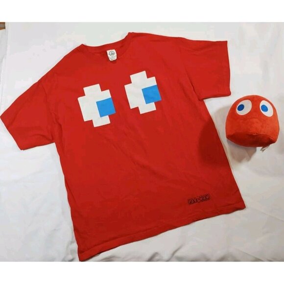 Bandai Namco Other - Ms Pac-Man Blinky Shadow Face Red Video Game XL T-Shirt Stuffed Plush Ghost Toy